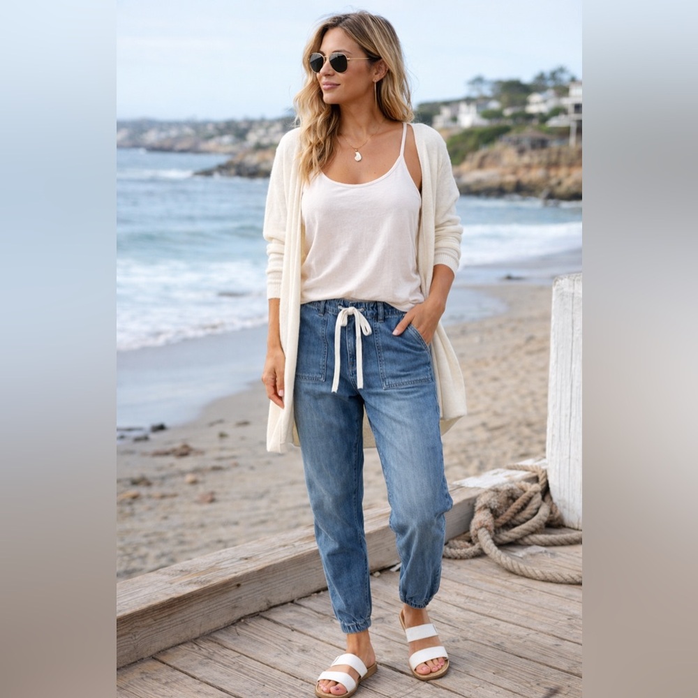 Judy Blue Light Blue Drawstring Denim Joggers